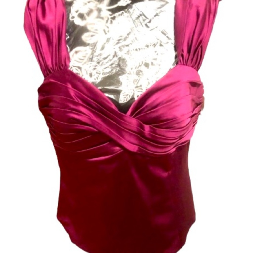 Sutton Studio size 14 pink / magenta satin formal top back zip lightly padded
